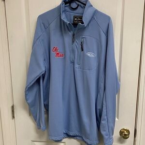 Drake XL Men's Powder Blue Quarter-Zip Sweater red Ole Miss logo